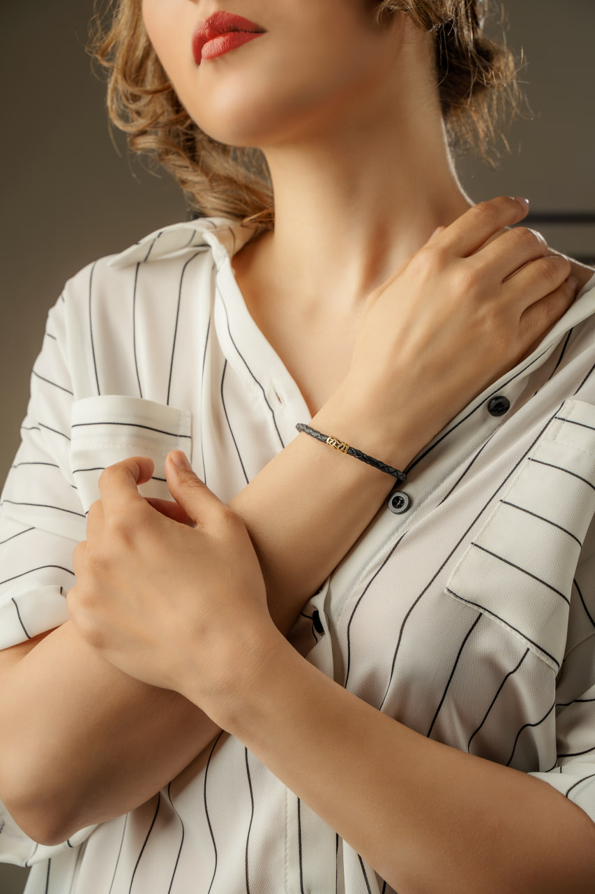 دستبند مردانه طلا طرح فیوژن کوچک