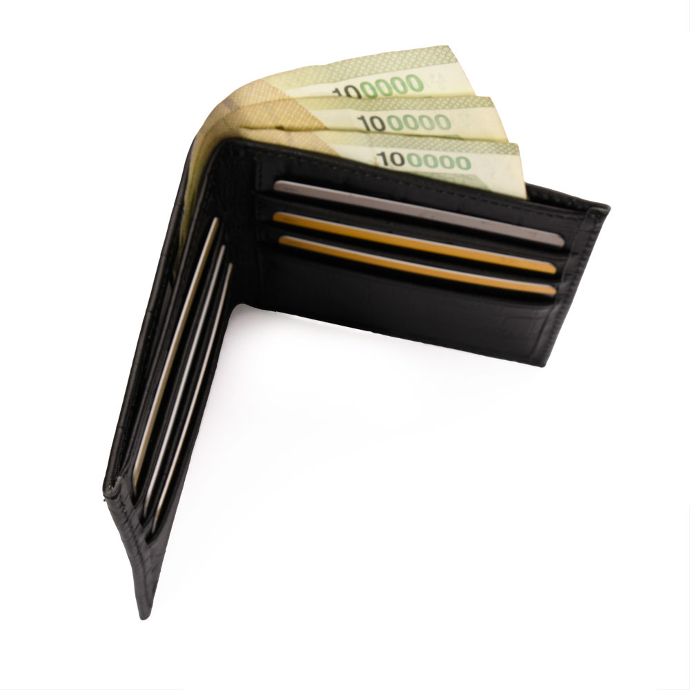 کیف پول جیبی چرم کروکودیل مشکی