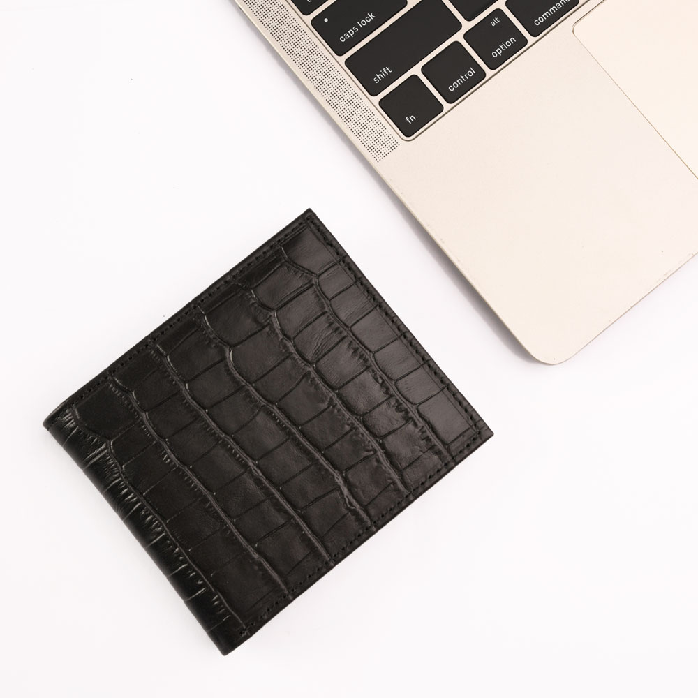 کیف پول جیبی چرم کروکودیل مشکی