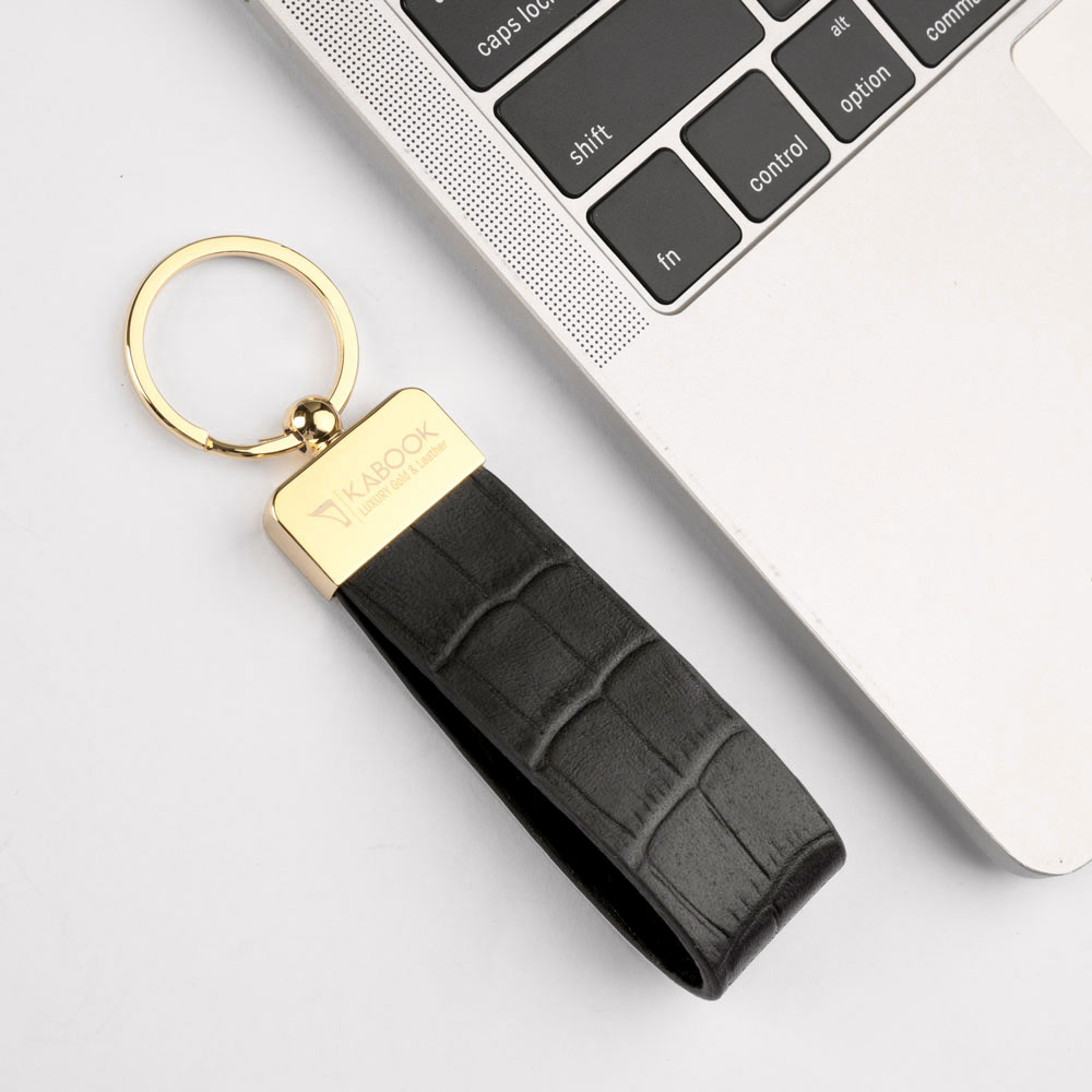 جاکلیدی چرم مشکی کروکودیلی