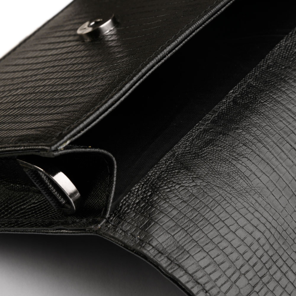 کیف دوشی زنانه آمبر چرم لیزارد مشکی