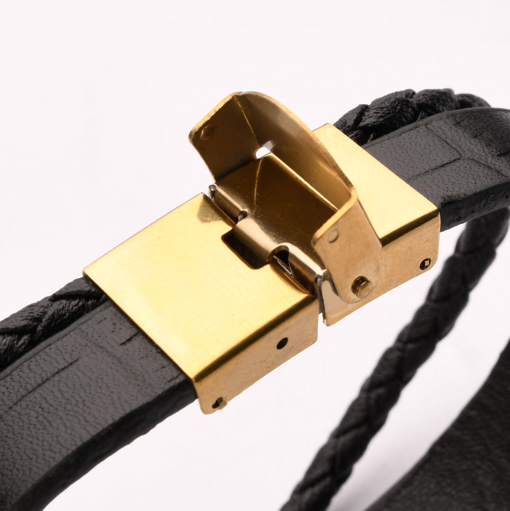 دستبند چرم 67 مشکی کروکودیلی