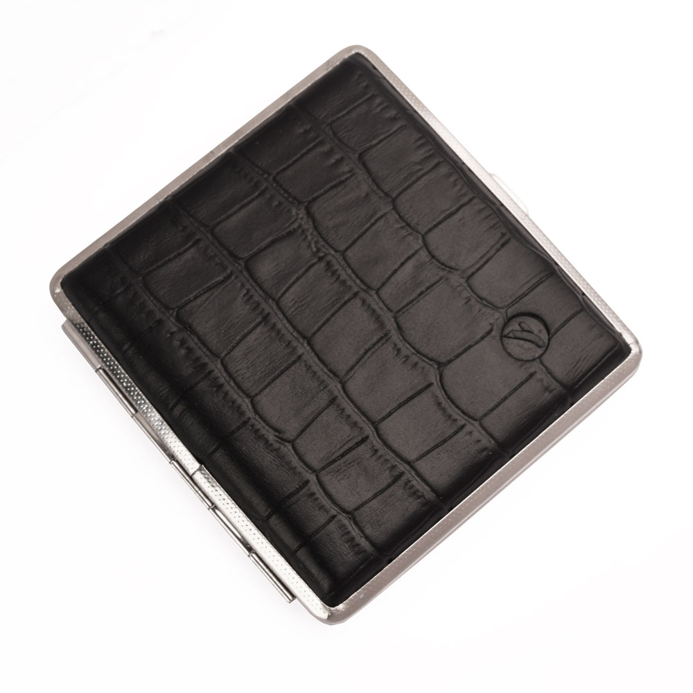 جعبه سیگار چرم مشکی کروکدیلی