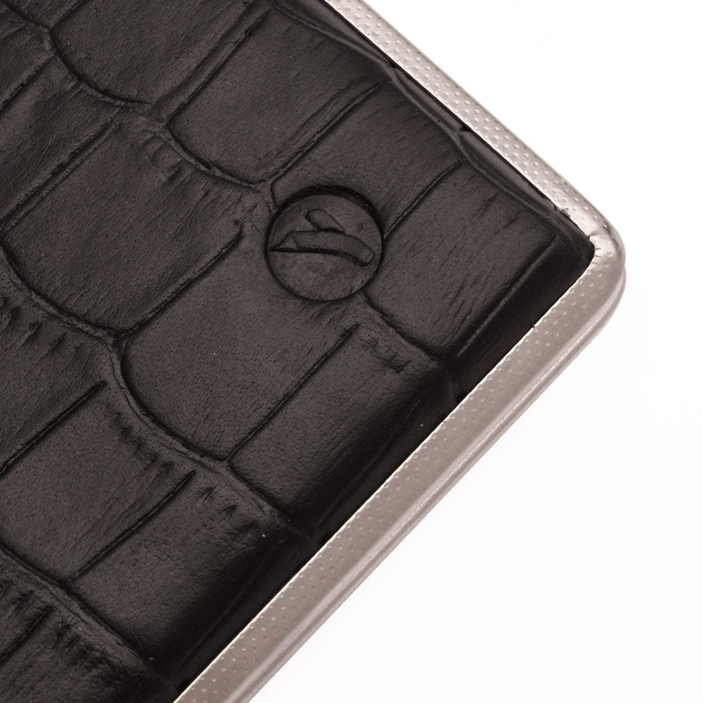 جعبه سیگار چرم مشکی کروکدیلی