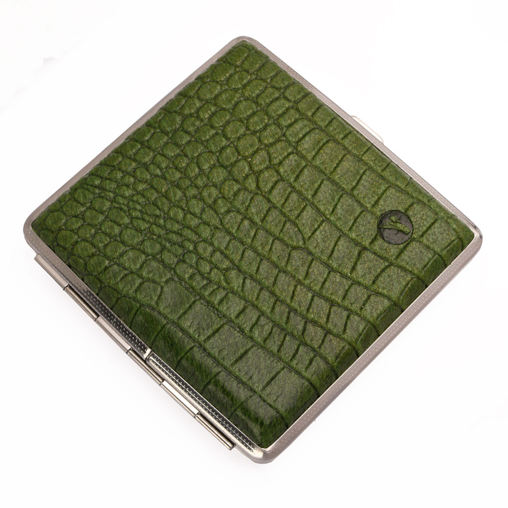 جعبه سیگار چرم کروکودیل سبز
