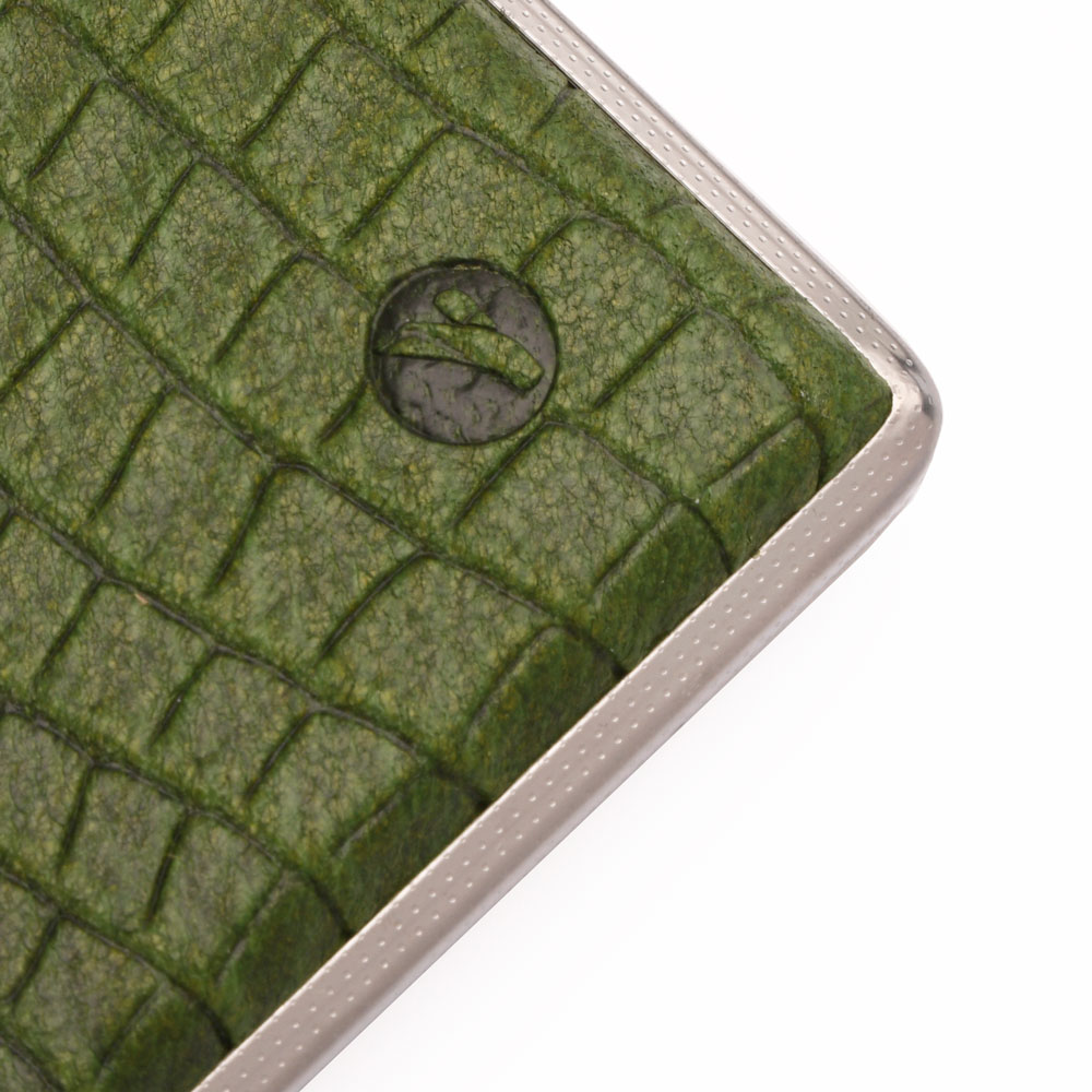 جعبه سیگار چرم کروکودیل سبز