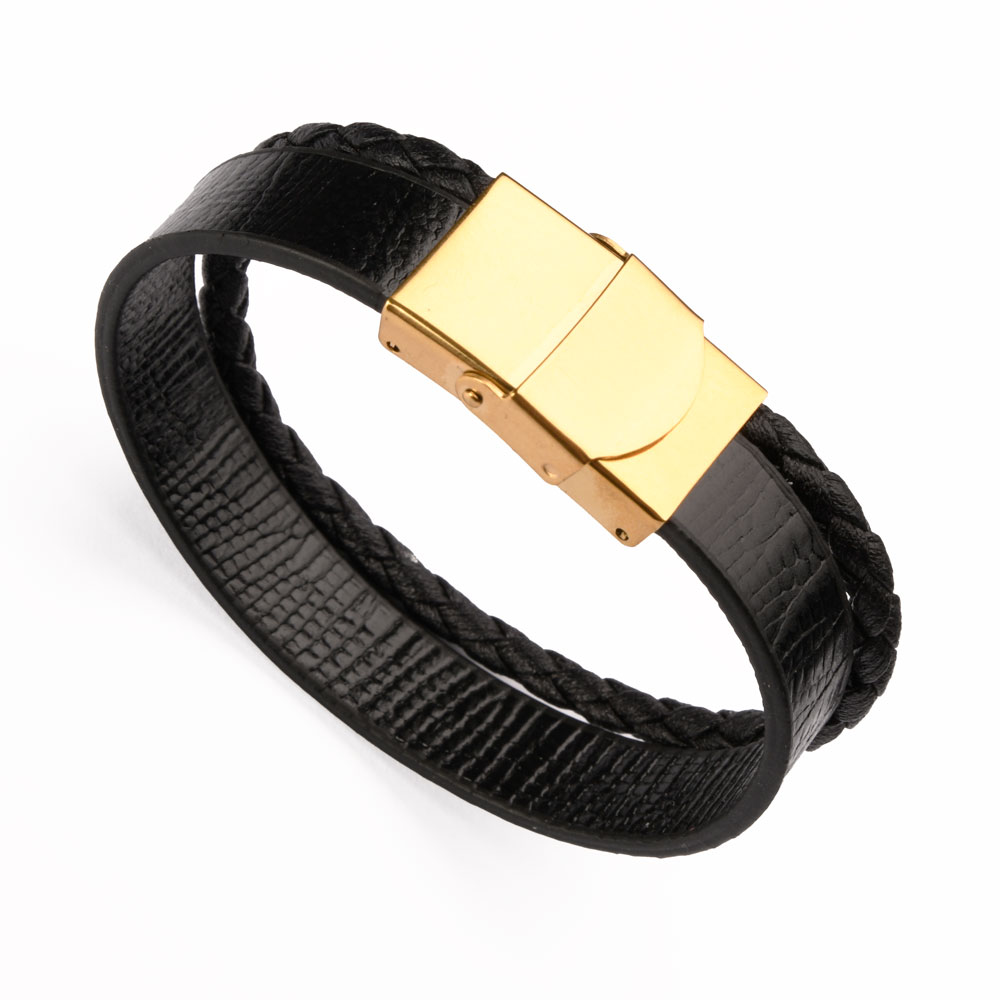 دستبند چرم 67 مشکی لیزارد