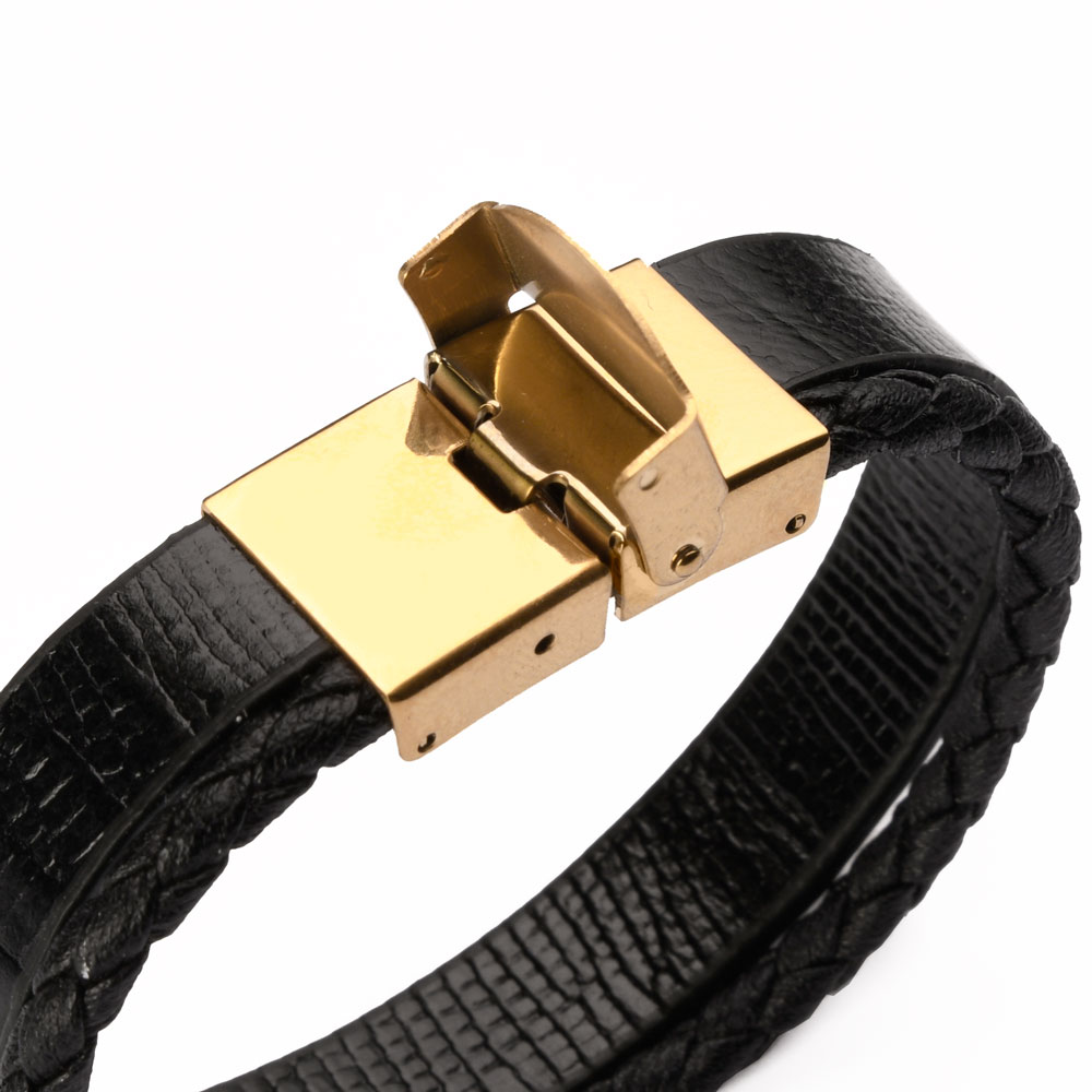 دستبند چرم 67 مشکی لیزارد