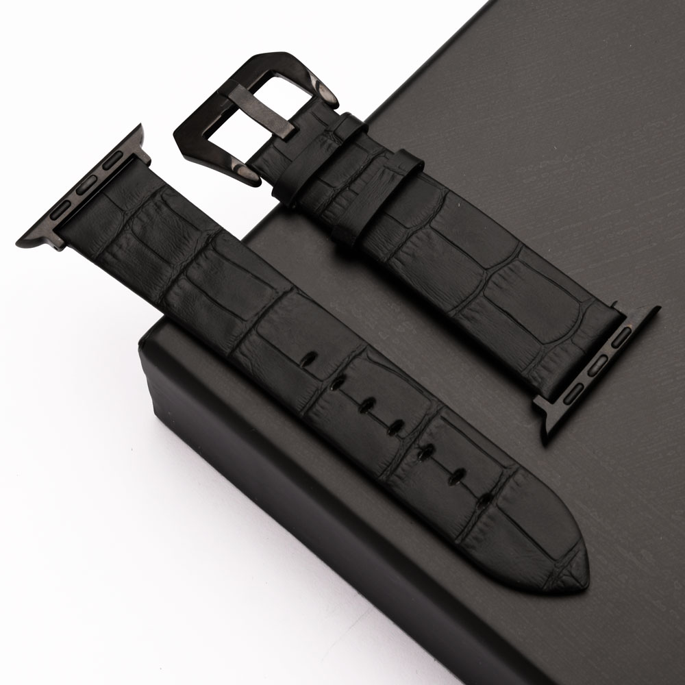 بند اپل واچ چرم کروکودیل مشکی بند اپل واچ چرم کروکودیل مشکی