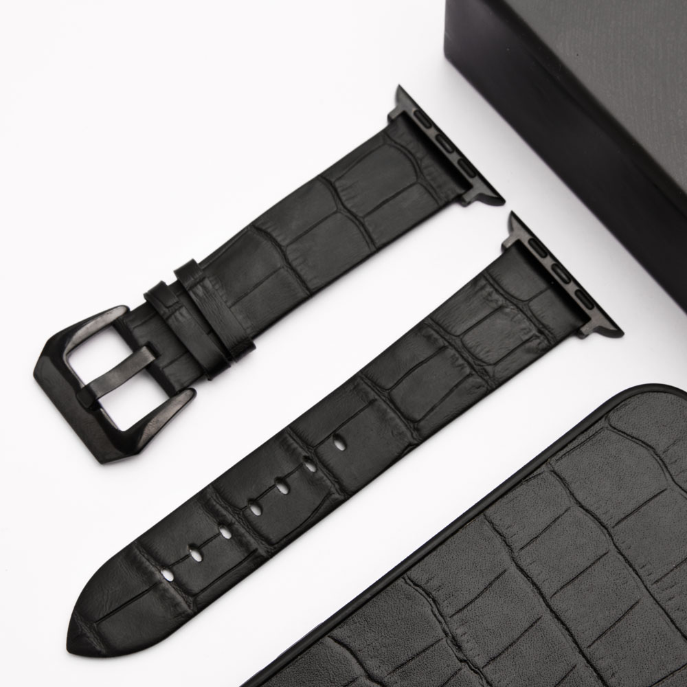 بند اپل واچ چرم کروکودیل مشکی بند اپل واچ چرم کروکودیل مشکی