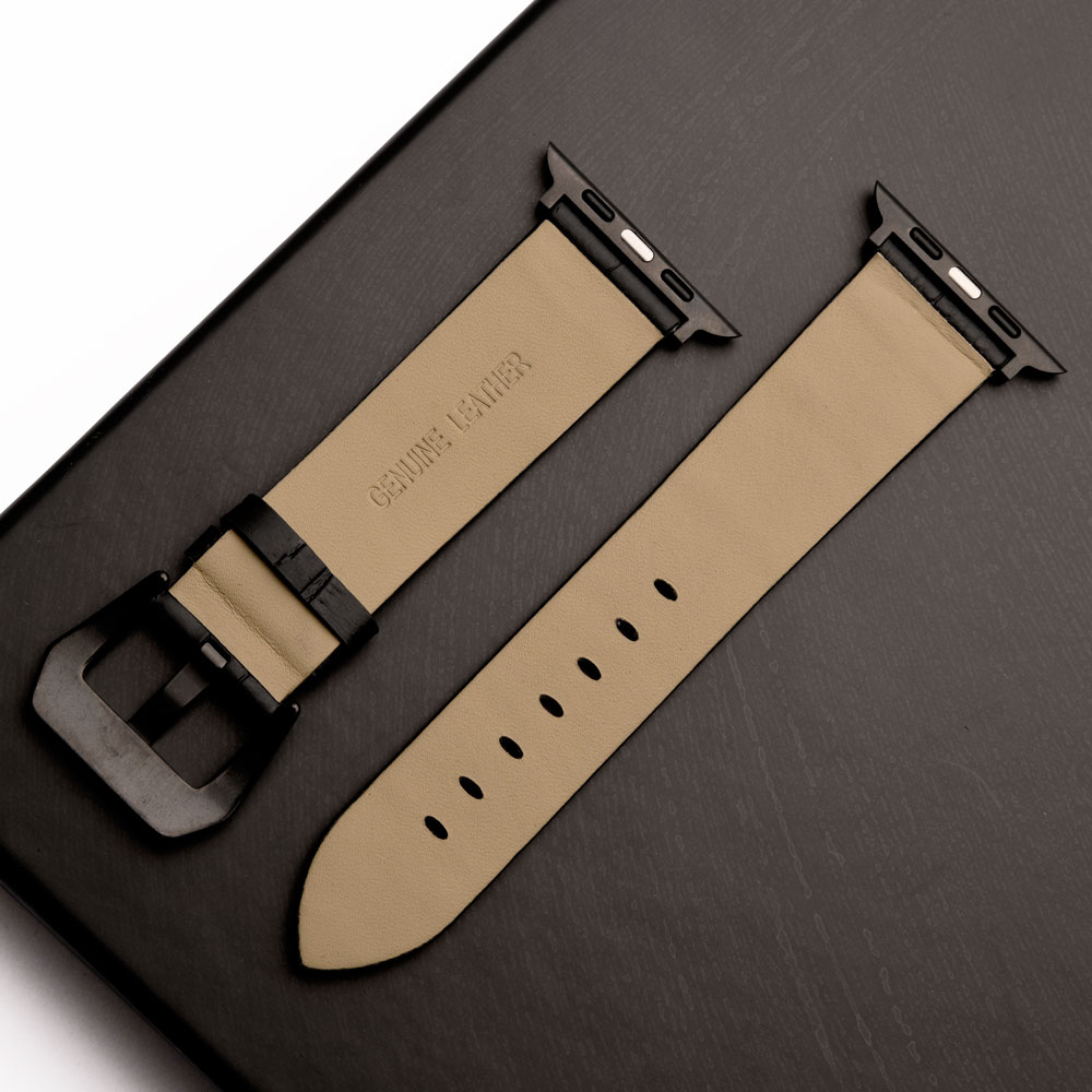 بند اپل واچ چرم کروکودیل مشکی بند اپل واچ چرم کروکودیل مشکی