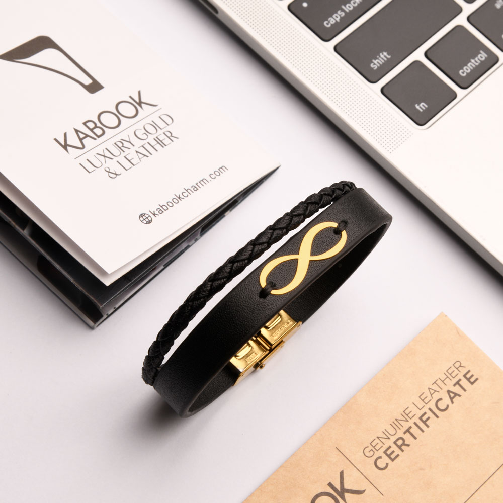 دستبند طلا چرم بینهایت طلا