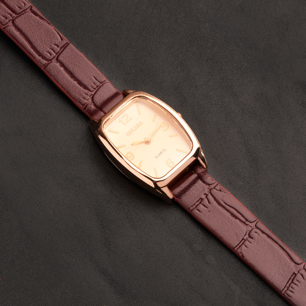 بند ساعت زنانه چرم کروکودیل زرشکی