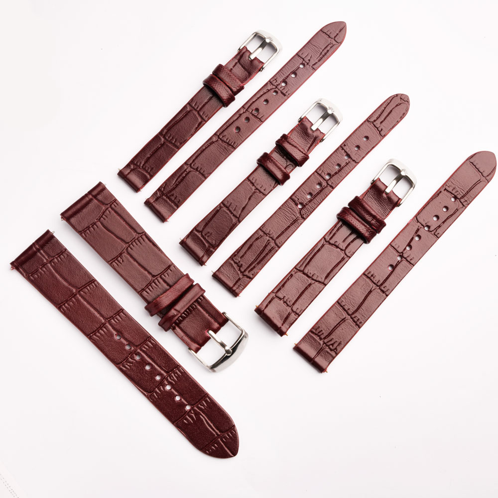 بند ساعت زنانه چرم کروکودیل زرشکی