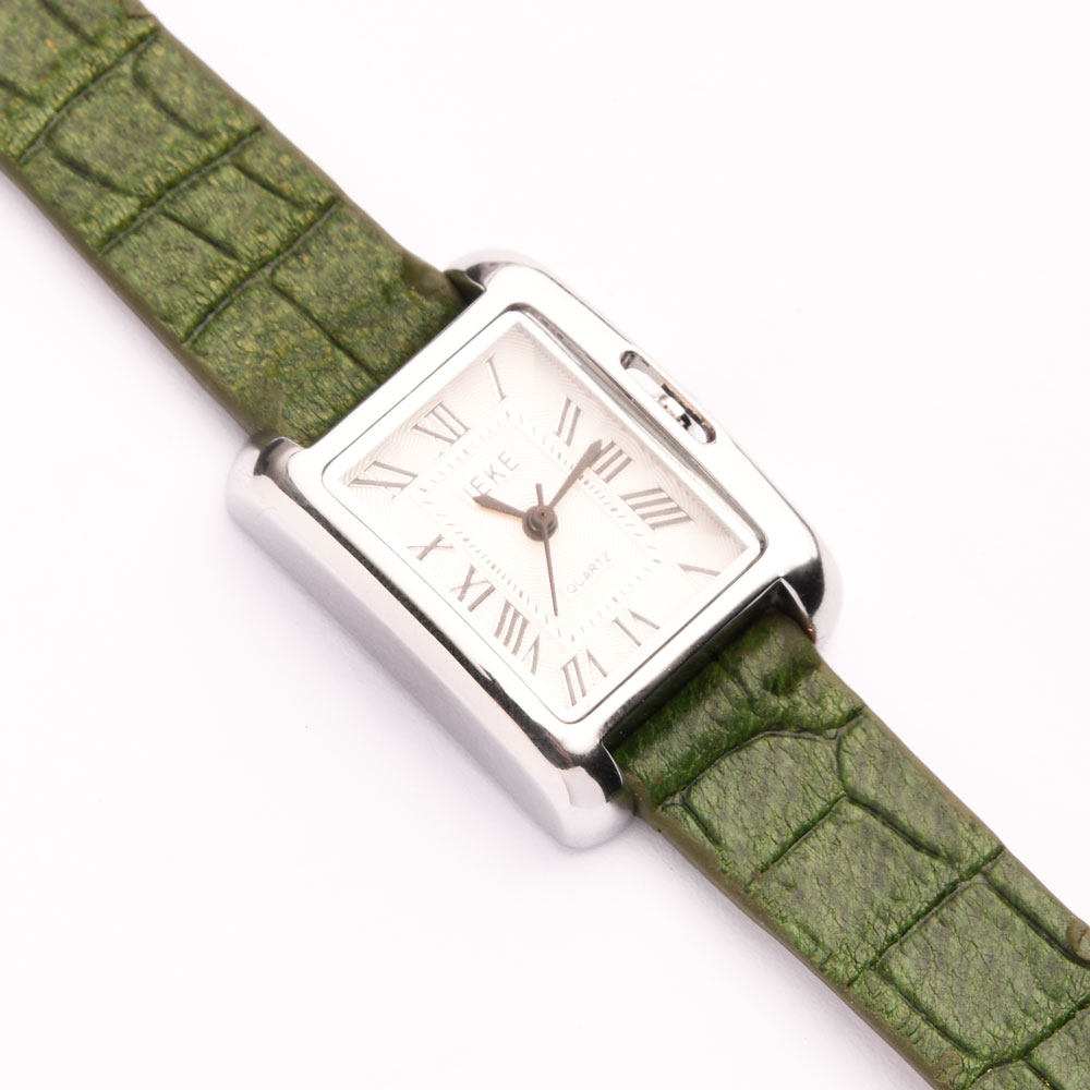 بند ساعت زنانه چرم کروکودیل سبز