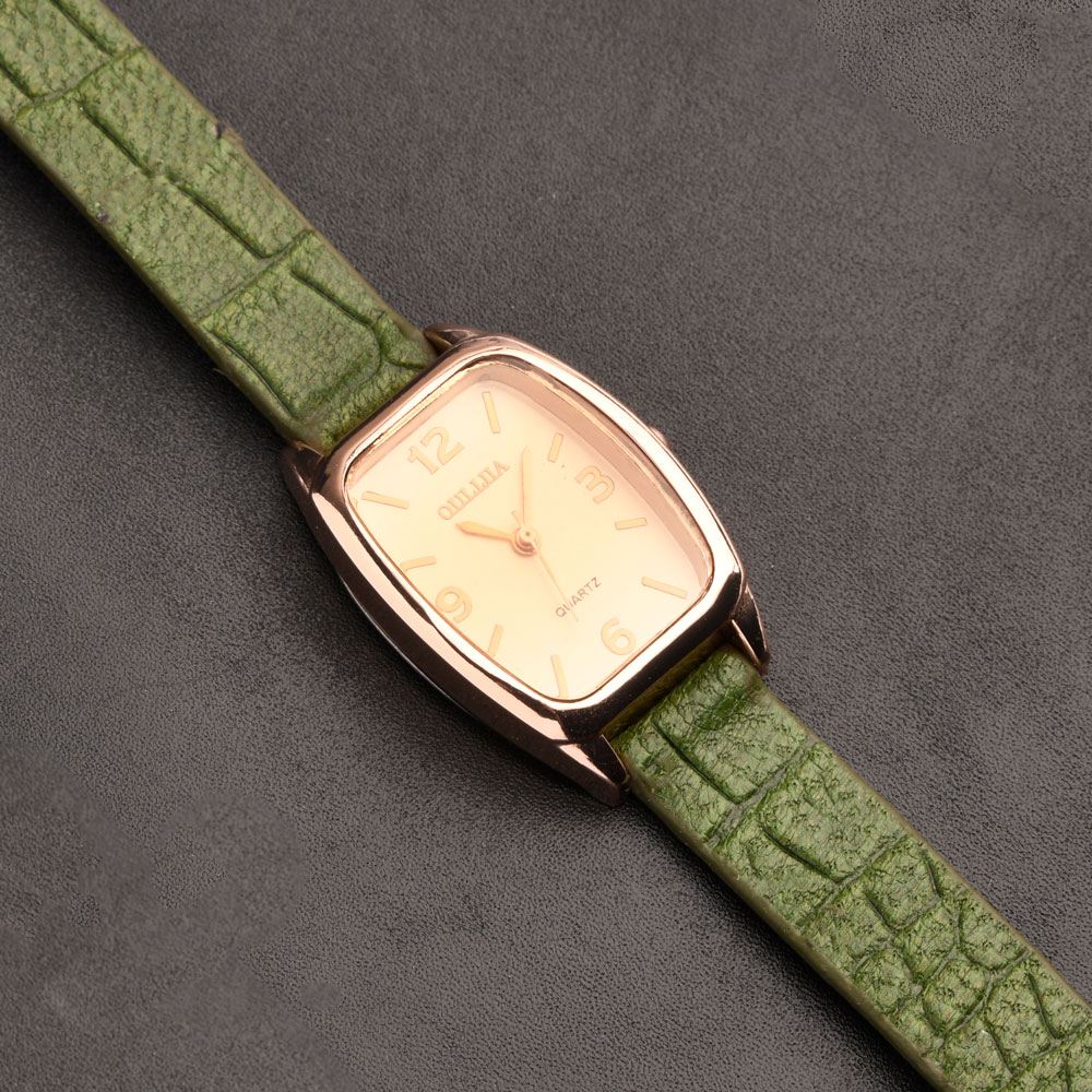 بند ساعت زنانه چرم کروکودیل سبز