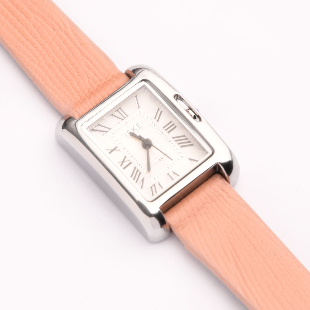 بند ساعت زنانه چرم لیزارد صورتی