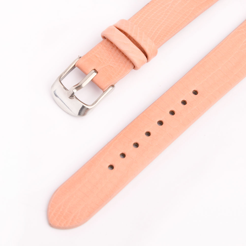 بند ساعت زنانه چرم لیزارد صورتی