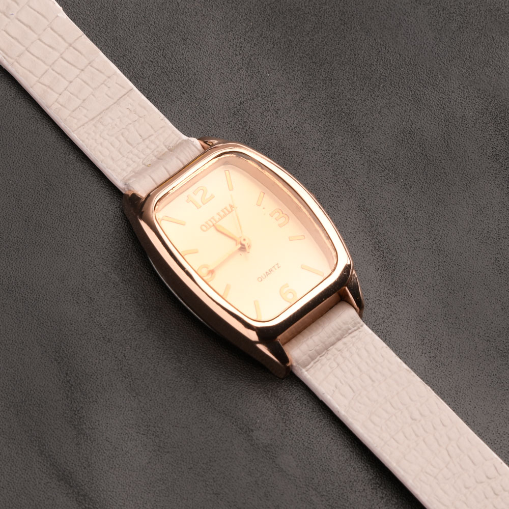 بند ساعت زنانه چرم لیزارد خاکستری