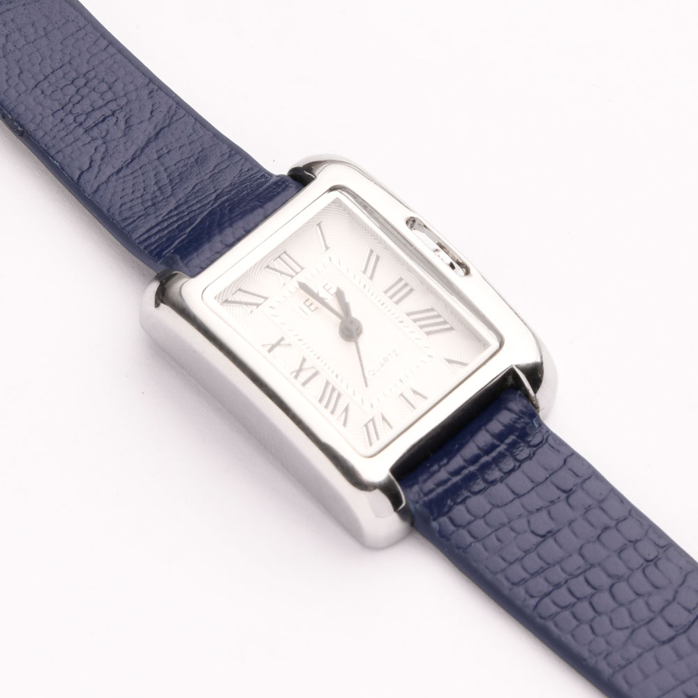 بند ساعت زنانه چرم لیزارد سرمه ای