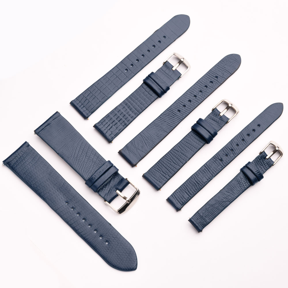 بند ساعت زنانه چرم لیزارد سرمه ای