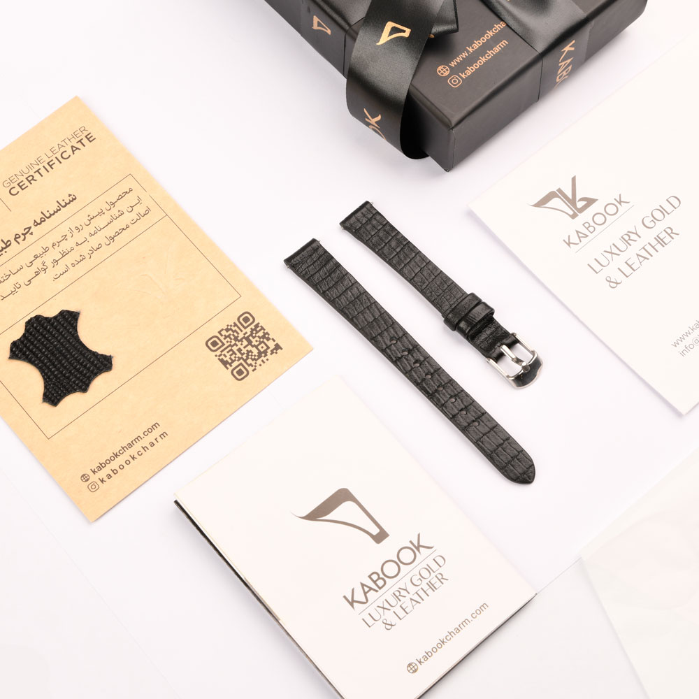 بند ساعت زنانه چرم لیزارد مشکی