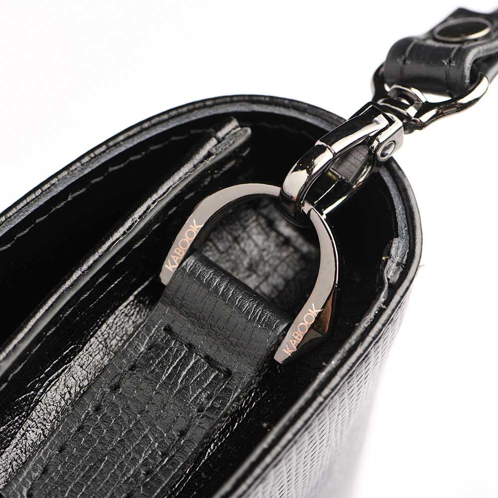 کیف دوشی زنانه آمبر چرم لیزارد مشکی