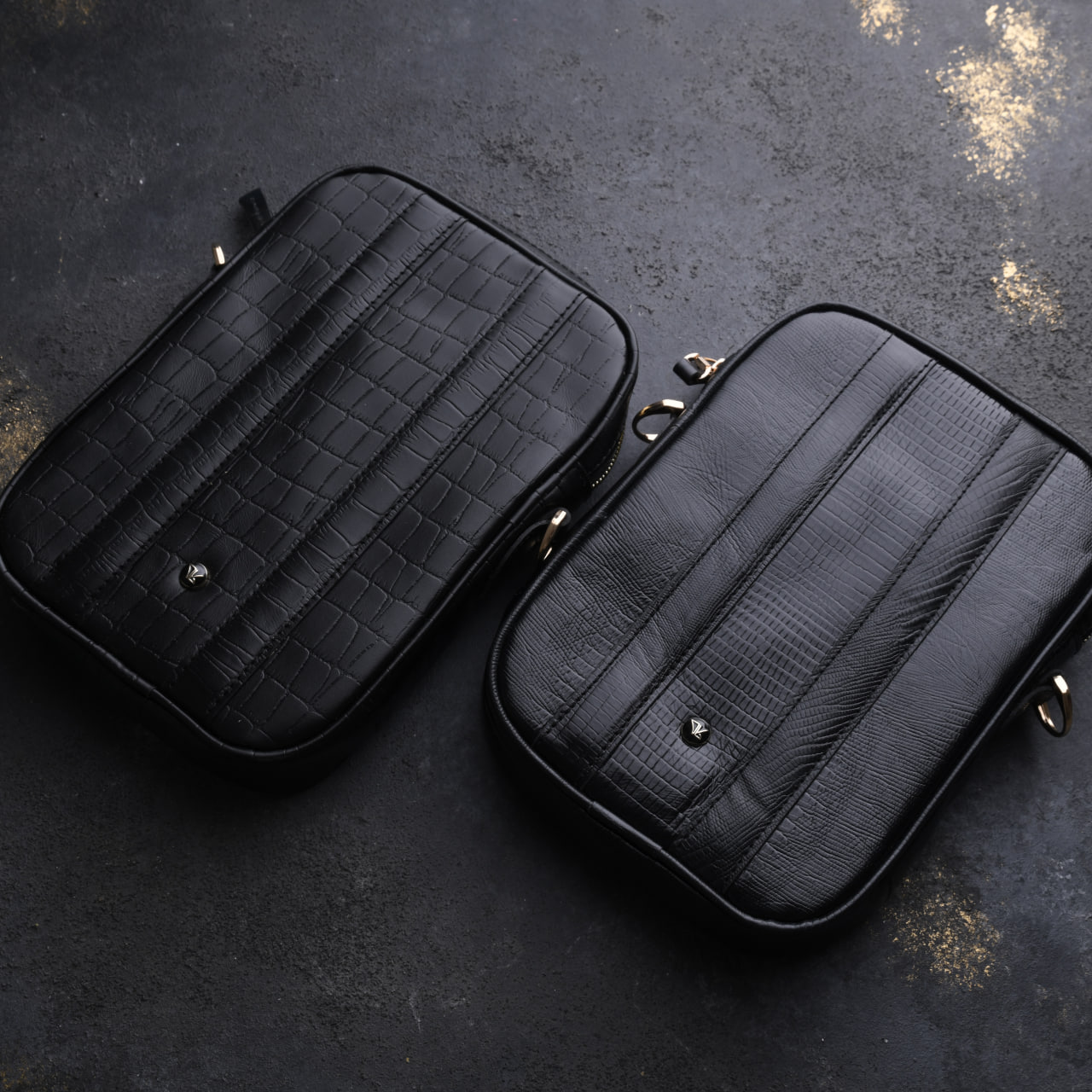 کیف کراس بادی مردانه طرح لونا چرم کروکودیلی مشکی