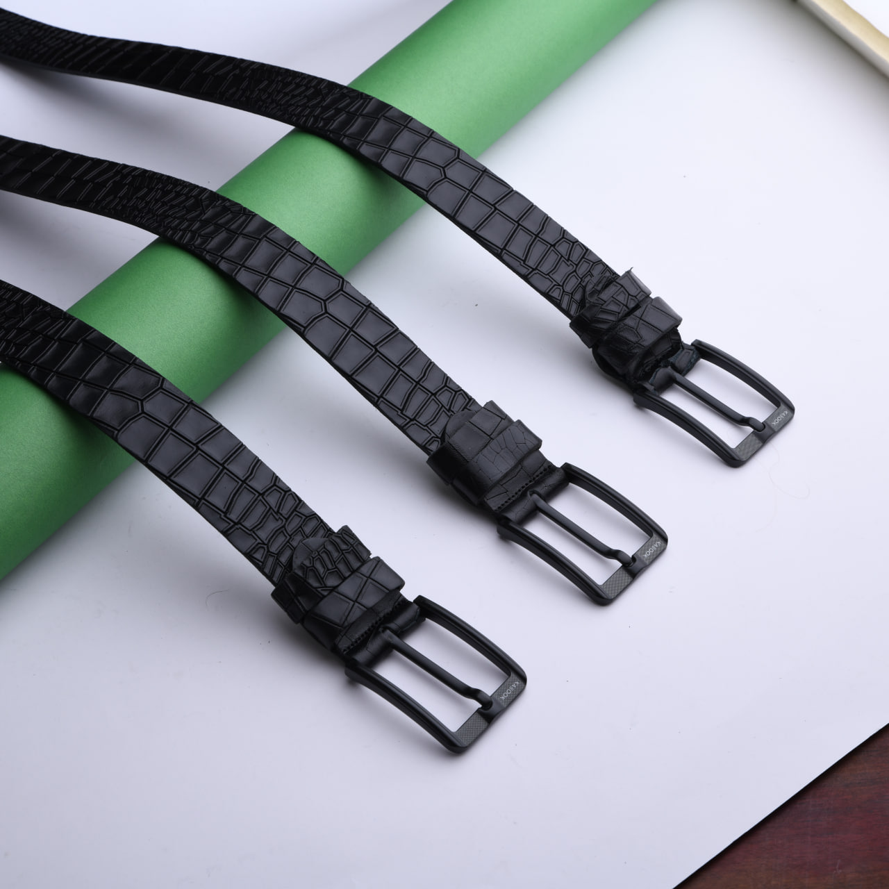 کمربند چرم مردانه کروکودیلی مشکی