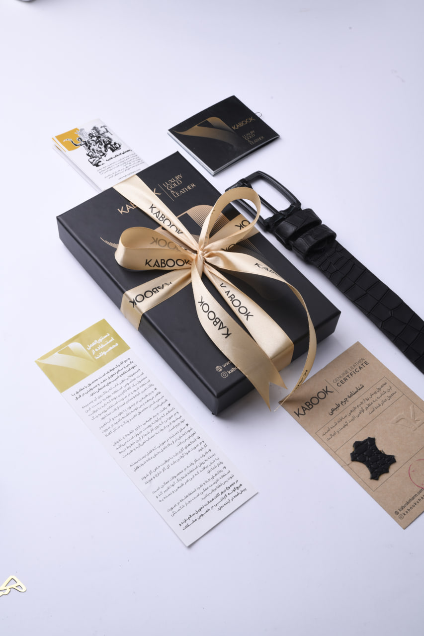 کمربند چرم مردانه کروکودیلی مشکی