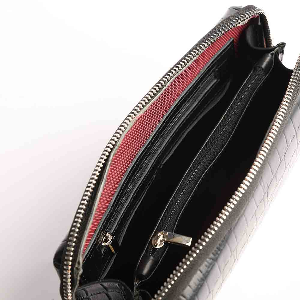 کیف پاسپورتی چرم کروکودیل مشکی