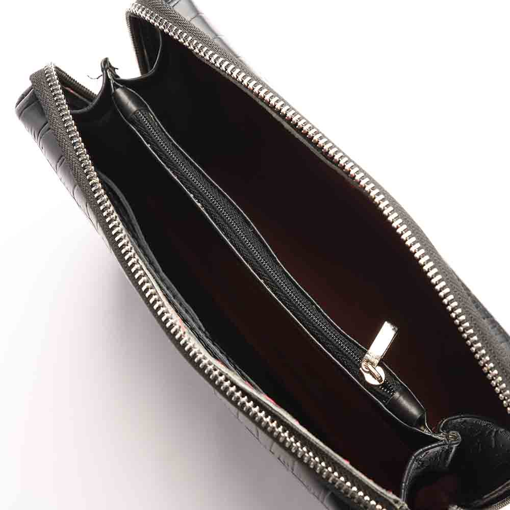 کیف پاسپورتی چرم کروکودیل مشکی