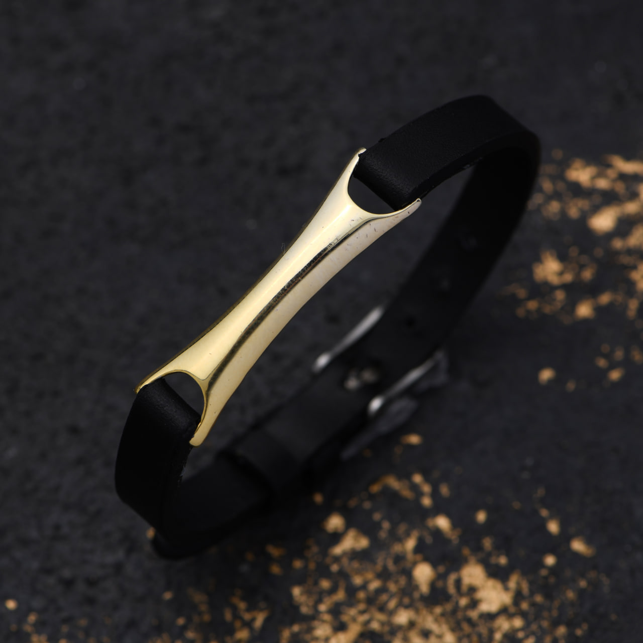 دستبند مردانه طلا چرم طرح رویال دستبند مردانه طلا چرم طرح رویال