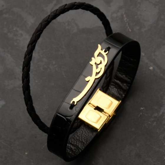 دستبند طلا چرم اسم آوین
