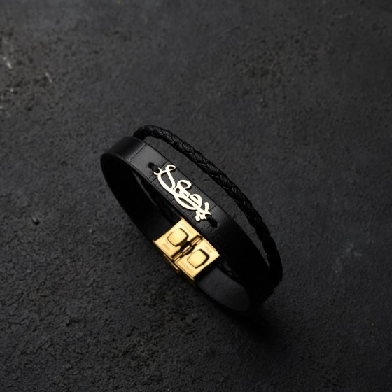 دستبند طلا چرم اسم پویا