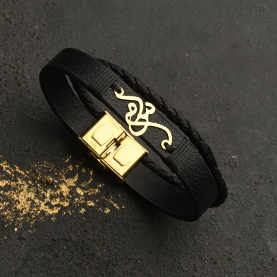 دستبند طلا چرم اسم سام