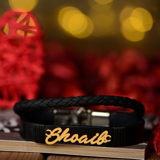 دستبند طلا چرم طلا اسم شعیب