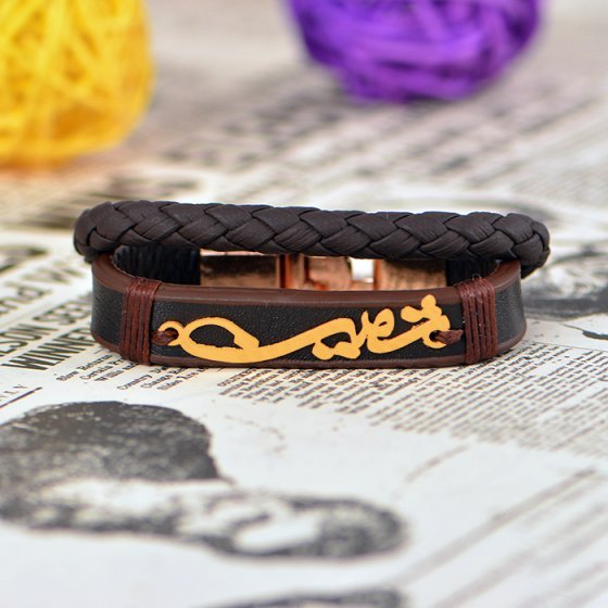 دستبند طلا چرم اسم ثمین