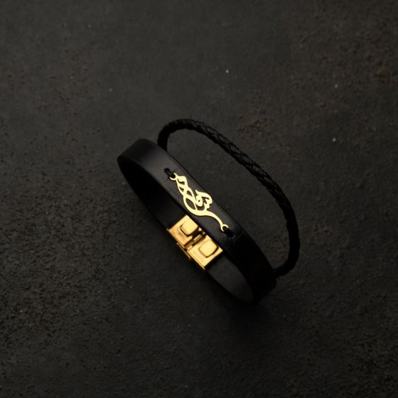 دستبند طلا چرم اسم سامان