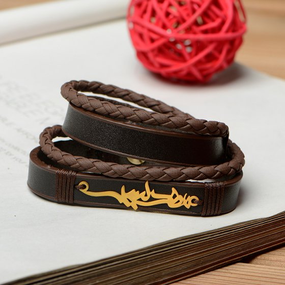 دستبند طلا چرم با اسم مهدیس