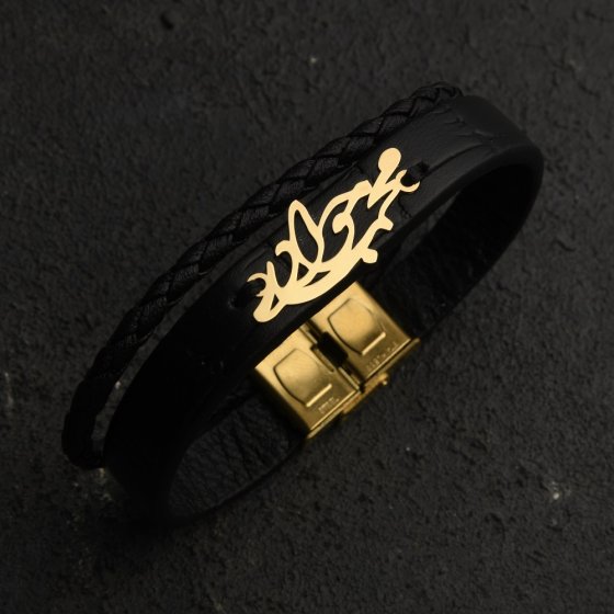 دستبند طلا چرم اسم محمدجواد