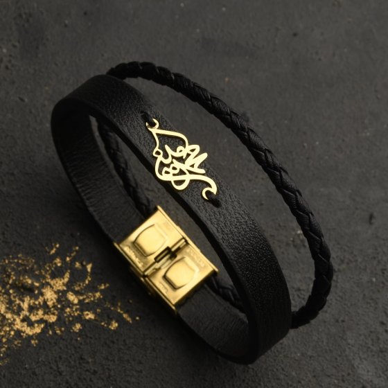 دستبند طلا چرم اسم محمدامین