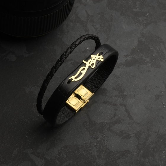 دستبند طلا چرم اسم پژمان