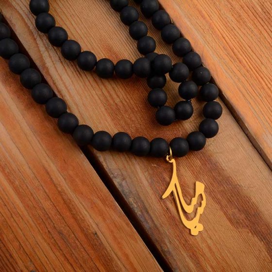 گردنبند اونیکس آویز با طلا اسم سامیار