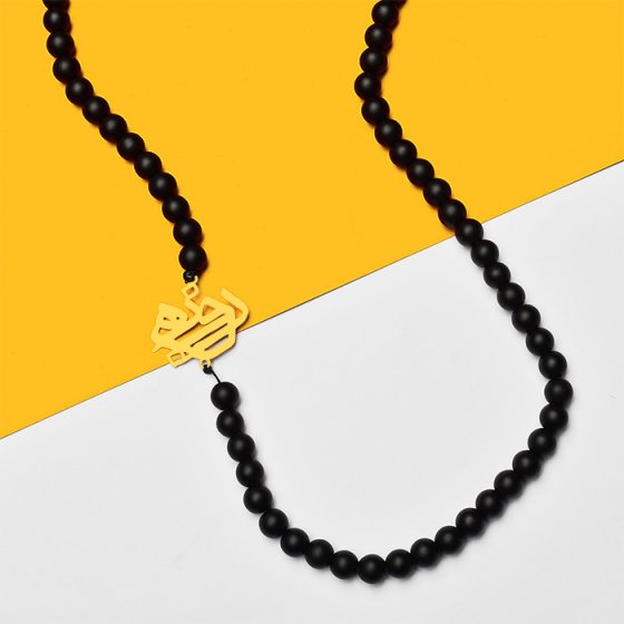 گردنبند اونیکس با طلا اسم روزبه