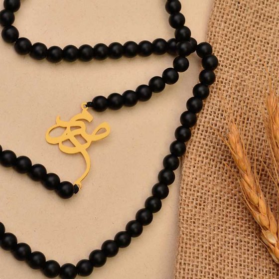 گردنبند اونیکس با طلا اسم صمد