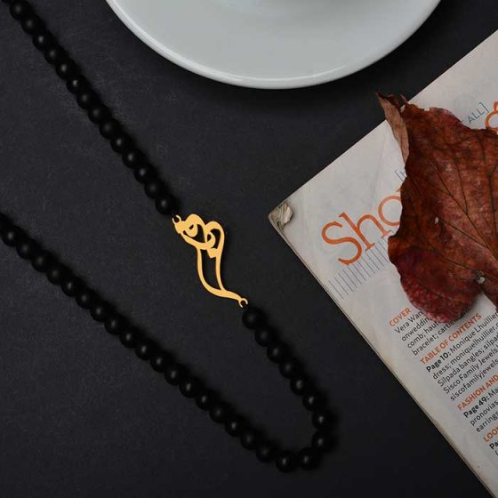 گردنبند اونیکس با طلا اسم فربد