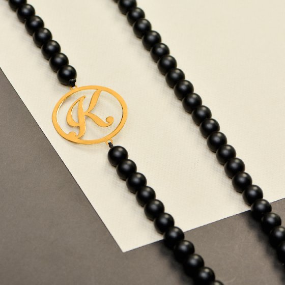 گردنبند اونیکس با پلاک طلا k