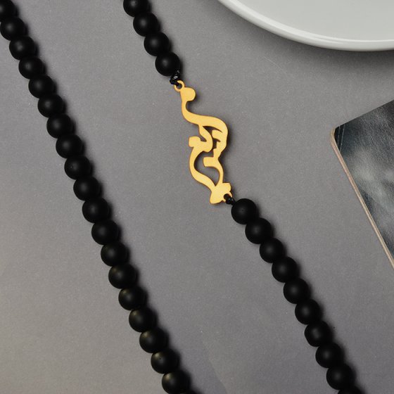 گردنبند مهره ای با پلاک نسرین