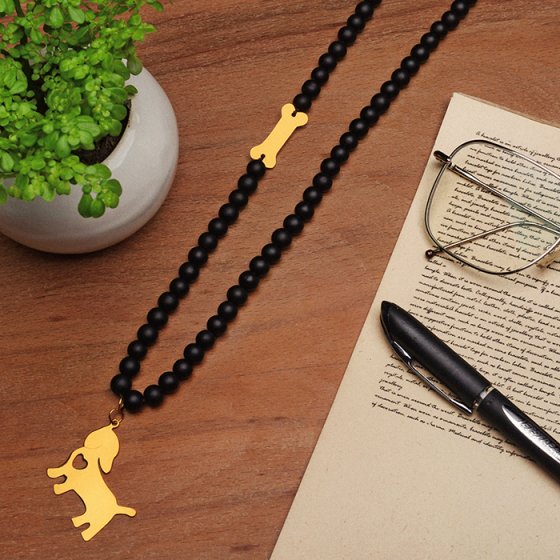 گردنبند با پلاک طلا سگ